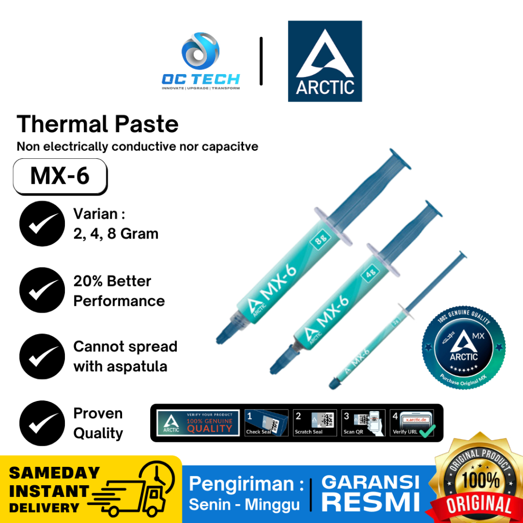 ARCTIC MX-6 (4g, 6 MX Cleaner) - Ultimate Performance Thermal Paste for CPU | Consoles, graphics cards, laptops, cool-fitting, very high thermal conductivity, long life, non-conductive