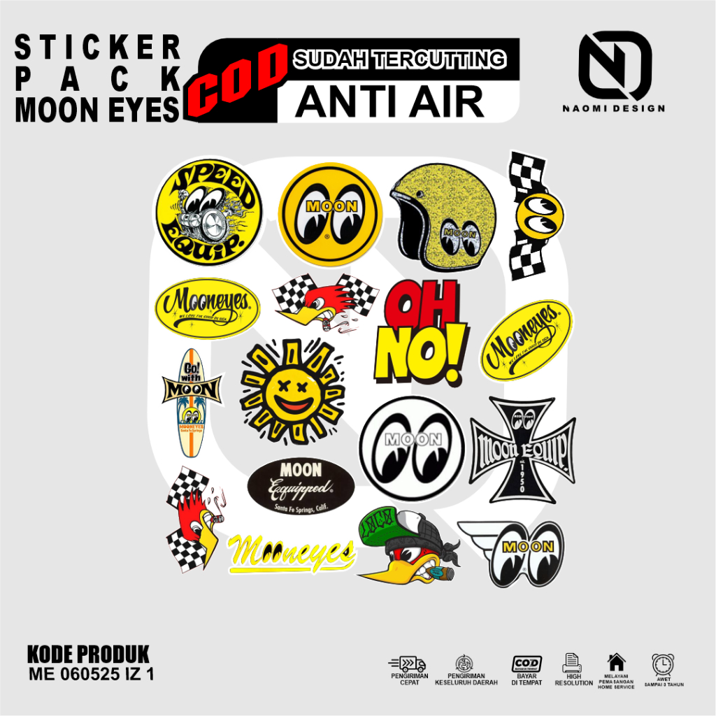 Jual Sticker Stiker pack cutting waterproof mooneyes sticker helm ...