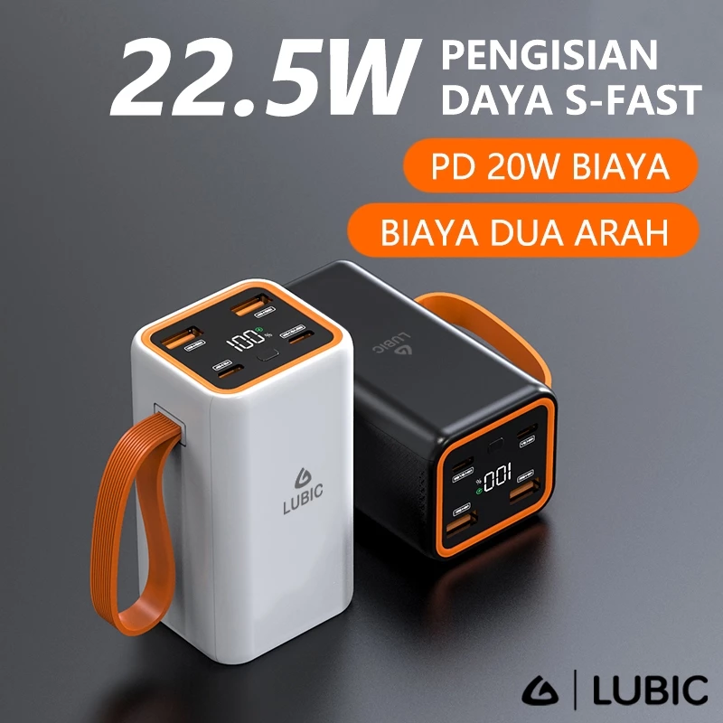 LUBIC Powerbank 20000mAh 22.5W Fast Charging PD20W Dual USB Tpe C LED Display Portable Bank daya