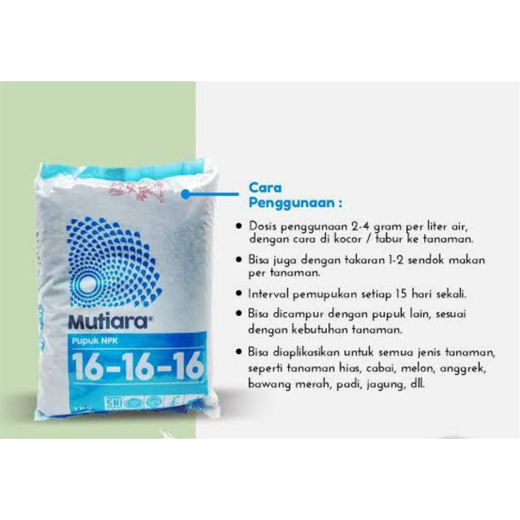 Mutiara Pupuk NPK 16-16-16 kemasan pabrik original 1kg