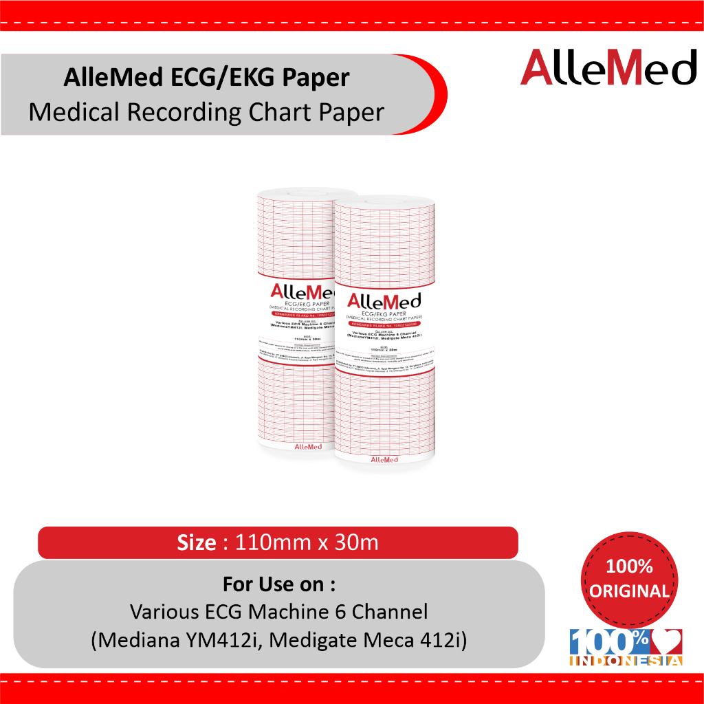Jual AlleMed ECG Paper 6 Channel 110mm x 30m - For Mediana Medigate ...