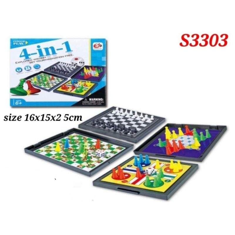 Jual (4 IN 1) MAINAN CATUR 4 IN 1 HALMA CATUR LUDO ULAR TANGGA | Shopee ...