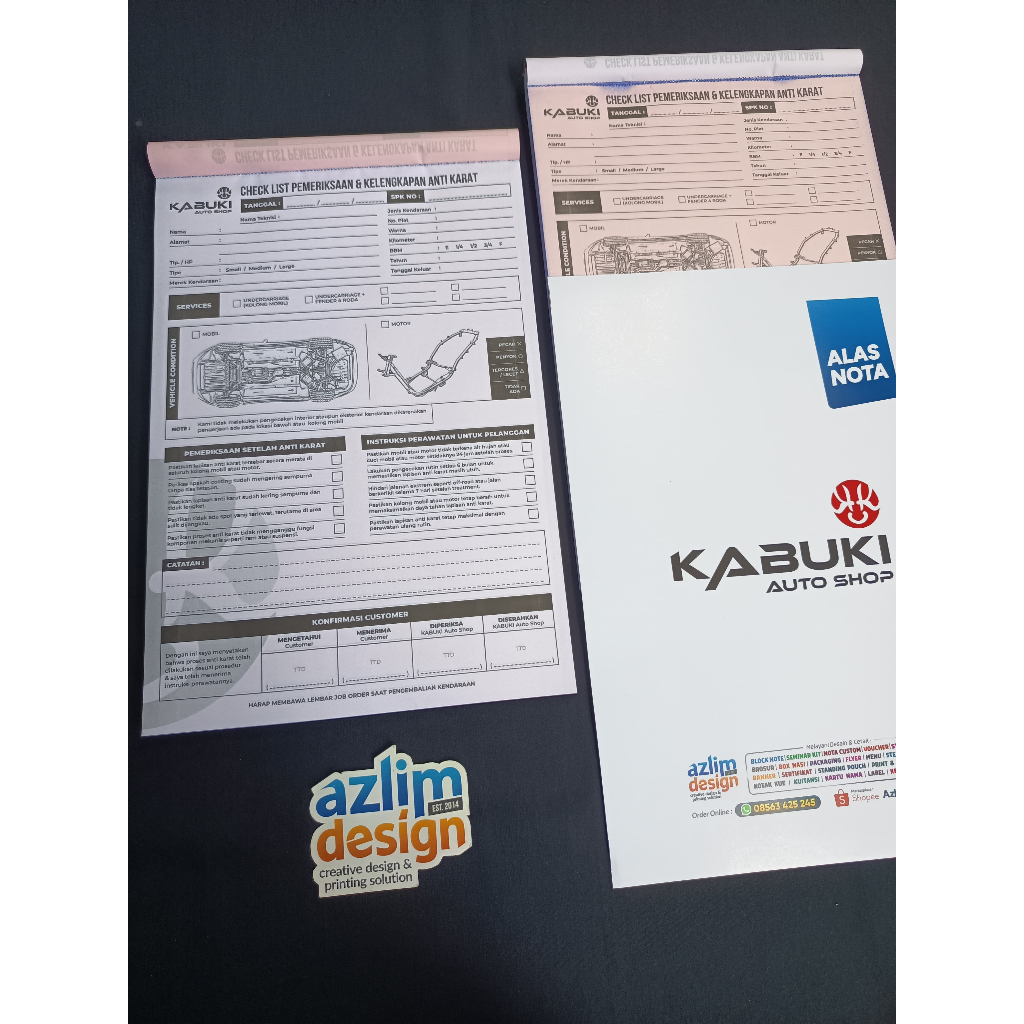 Jual Cetak Check List Rental Mobil, Ceklist Bengkel, Form, Nota Full ...