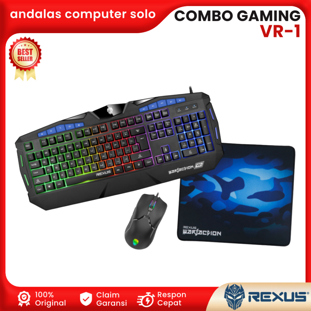 Jual KEYBOARD MOUSE COMBO GAMING GAME RGB 3in1 REXUS WARFACTION VR-1 ...