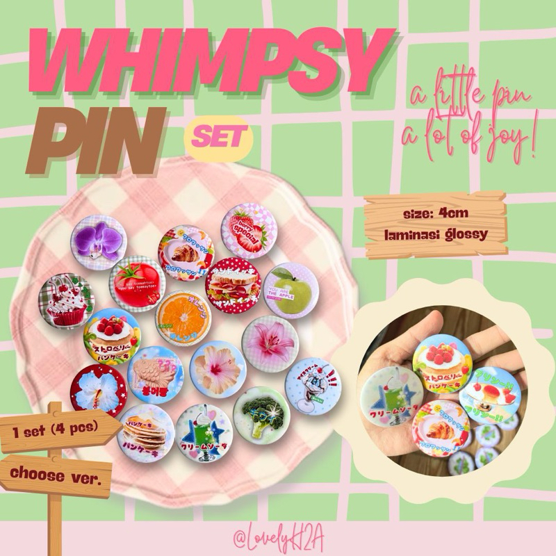 Jual [min. order 5pcs] whimpsy pin button pin badge lovelyh2a | Shopee ...