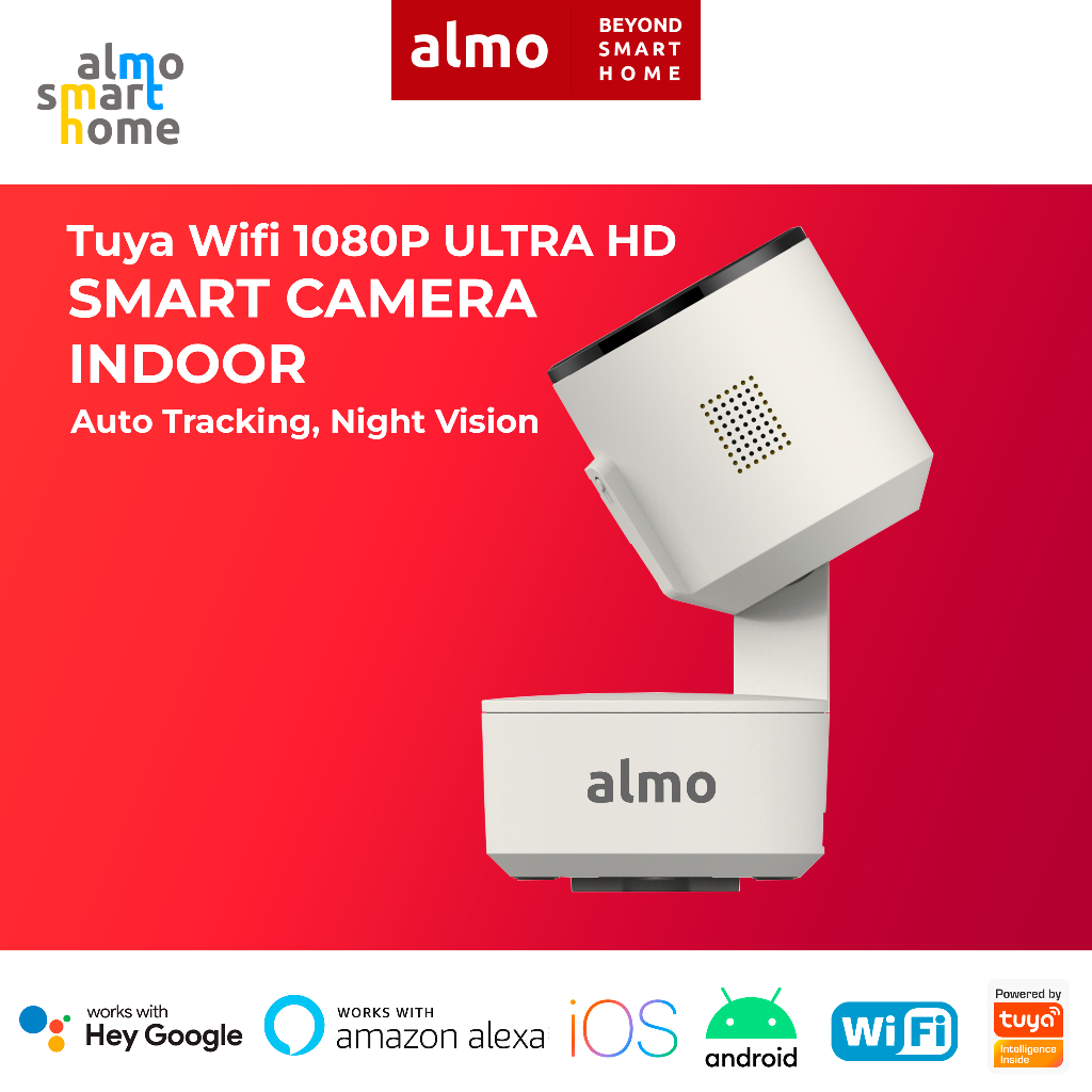 Jual ALMO Smart WiFi IP Camera 1080P HD Auto Tracking Tuya Smart Putih ...