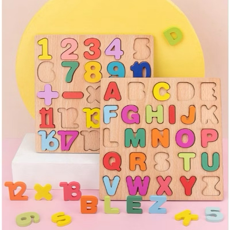 Jual Mainan Puzzle 3D Kayu Huruf , Angka , Geometri / Mainan Anak Umur ...