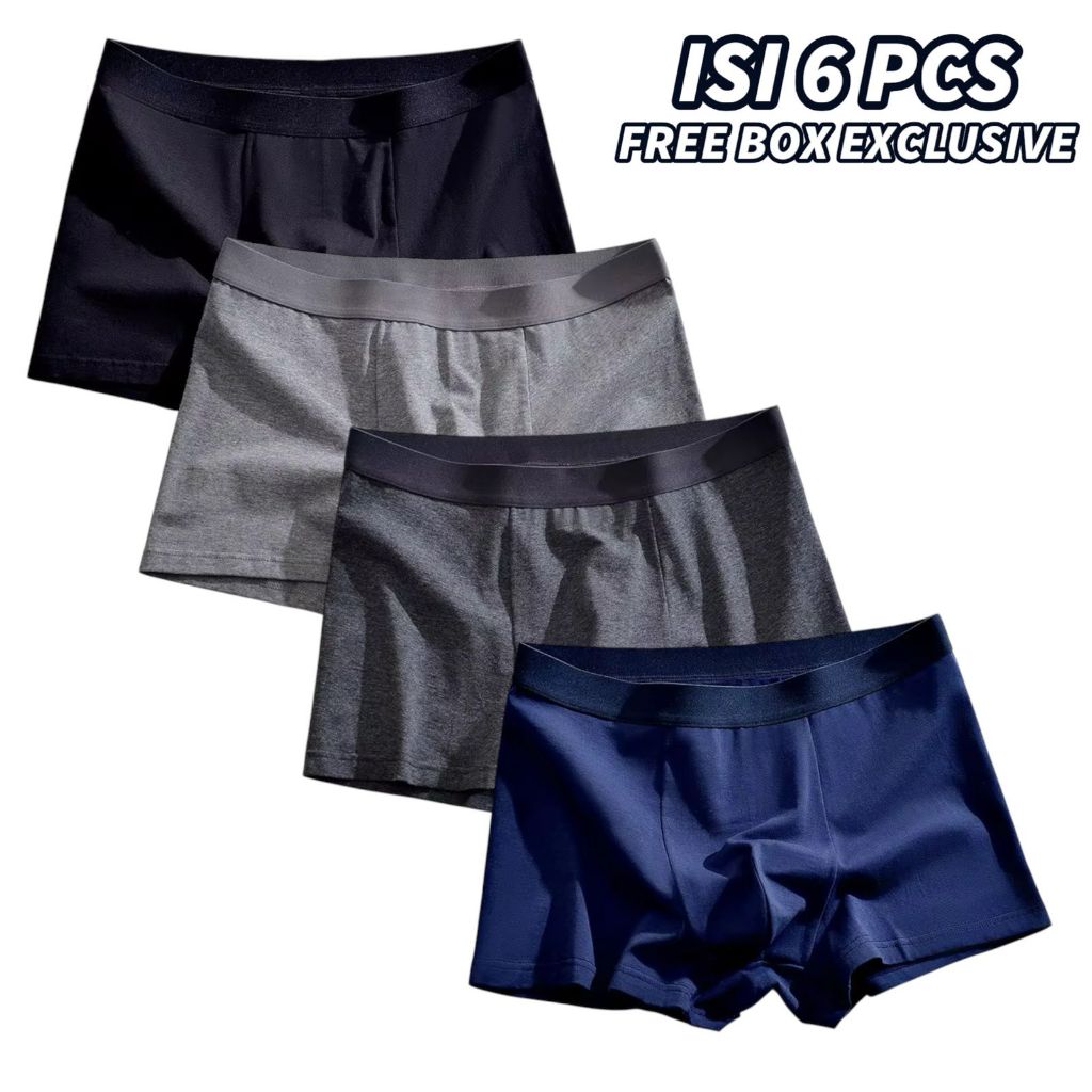 Jual ALZURA - Celana Dalam Boxer Pria Isi 6 Pcs - Boxer Elastis Premium ...