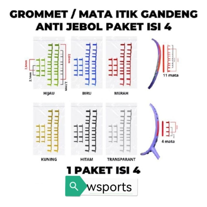 Jual Grommet Mata Itik Raket Badminton Pemberat WORLD TOUR 4pc | Shopee ...