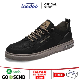 Leedoo Sepatu Tali Hitam Kulit Pantofel Sepatu Pria Formal Sneakers Original 100 Shoes MC421