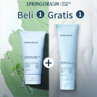 [Beli 1 Gratis 1] SPRINGORIGIN Lactobionic Acid Jerawat Gel Cleanser 100g + Chlorophyll Amino Acid Deep Cleansing Mud 100g