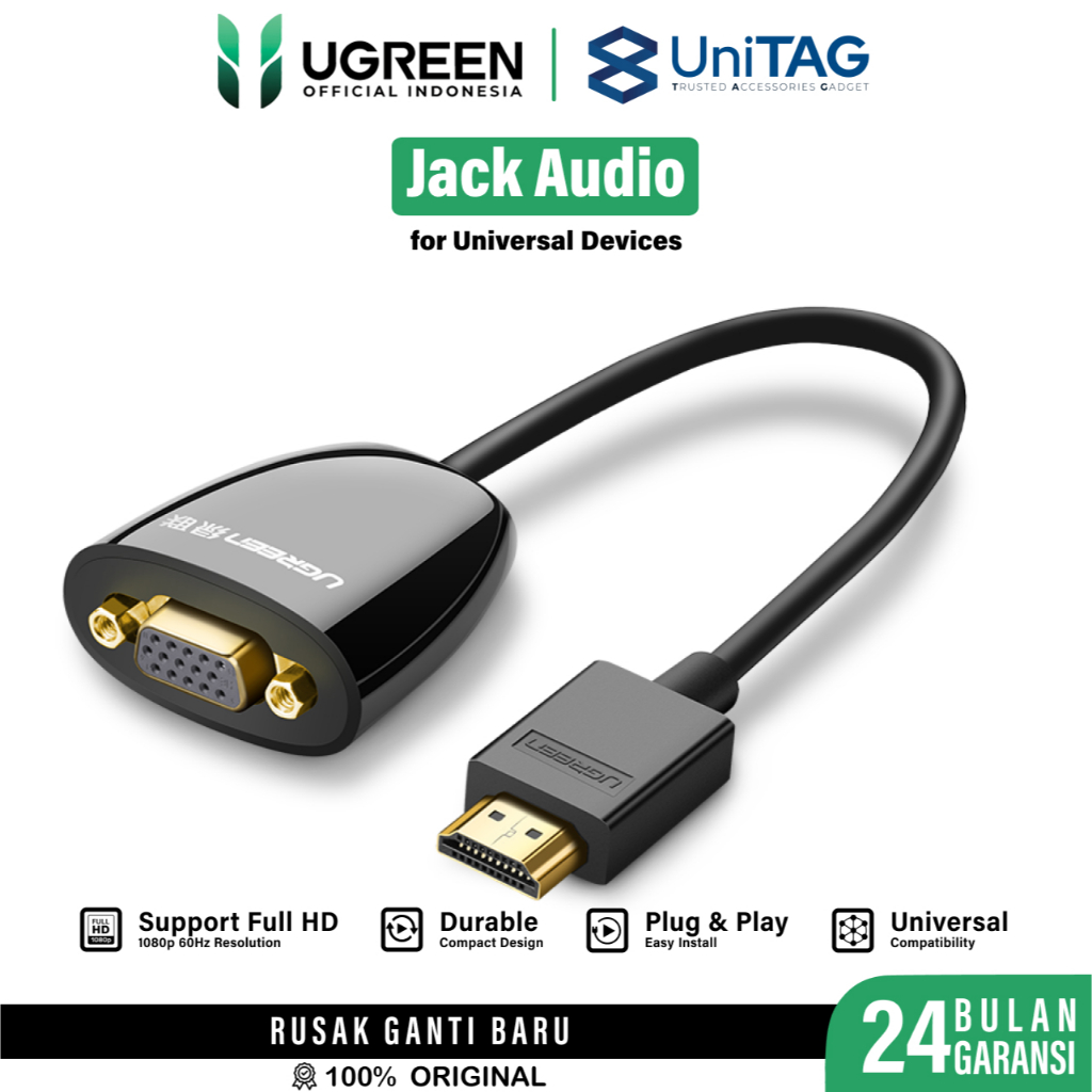 Jual UGREEN Kabel Converter HDMI To VGA 4K Komputer PC Laptop TV ...