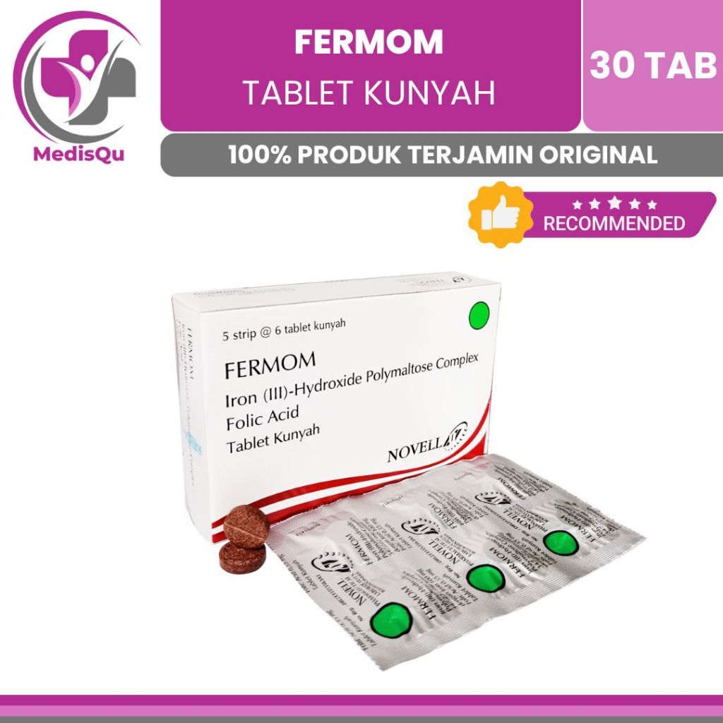 Jual FERMOM TABLET KUNYAH I 30 TABLET OBAT PENAMBAH DARAH AKTIF ATAU ...