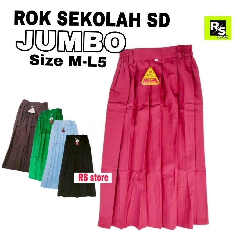 Jual Rok Sekolah SD Panjang Jumbo Warna Merah Hitam Putih Coklat Hijau ...
