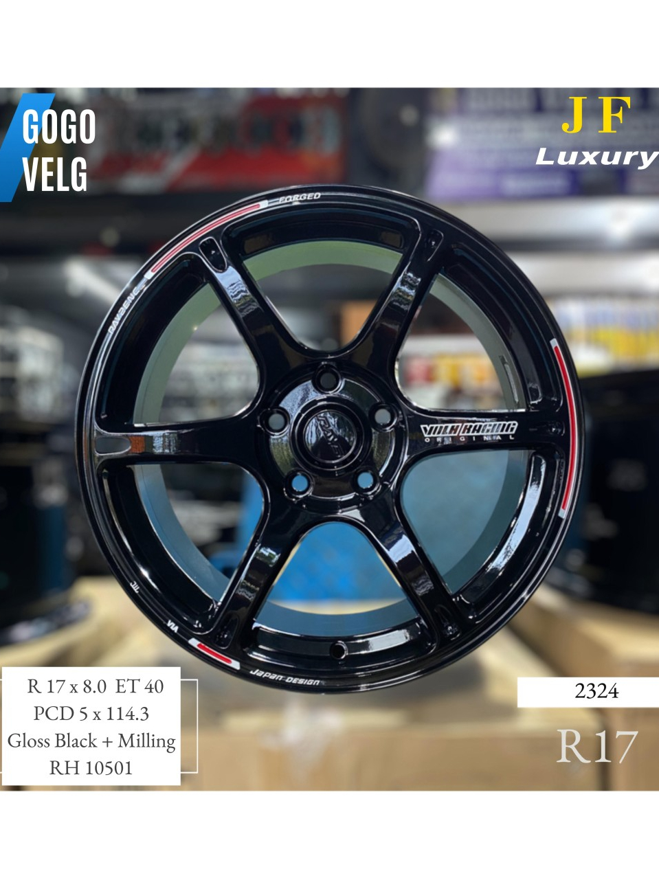 Jual Velg Mobil Volk Rays Te37 R17 PCD 5X114,3 Lebar 8 ET 40 Black ...