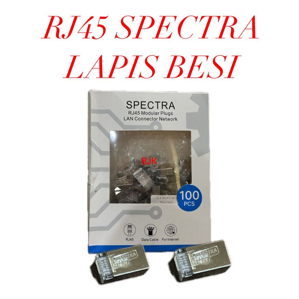Jual KONEKTOR RJ45 CAT5 SPECTRA LAPIS PLAT BESI 100 PCS | Shopee Indonesia