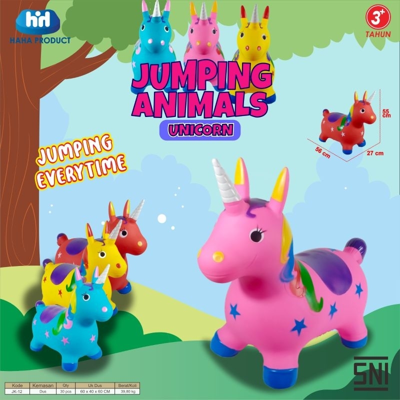 Jual JUMBO!! TEBAL!! Mainan Animal Jumping Karet unicorn Sound & Light ...