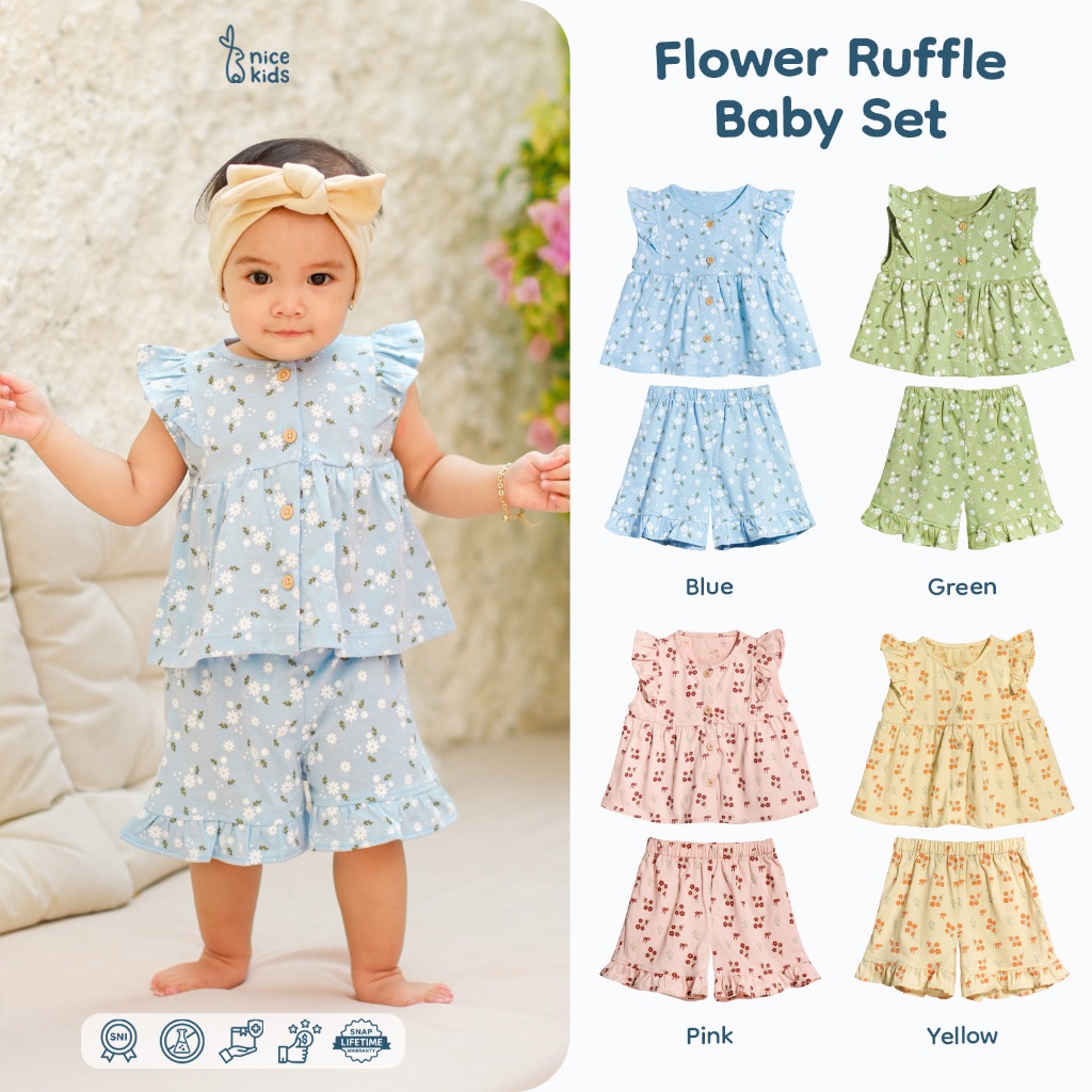 Jual Nice Kids - Flower Ruffle Baby Set Baju Setelan Anak Perempuan ...