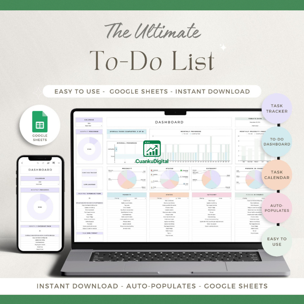 Jual Template To Do List & Task Planner Spreadsheet | Tracker Harian ...