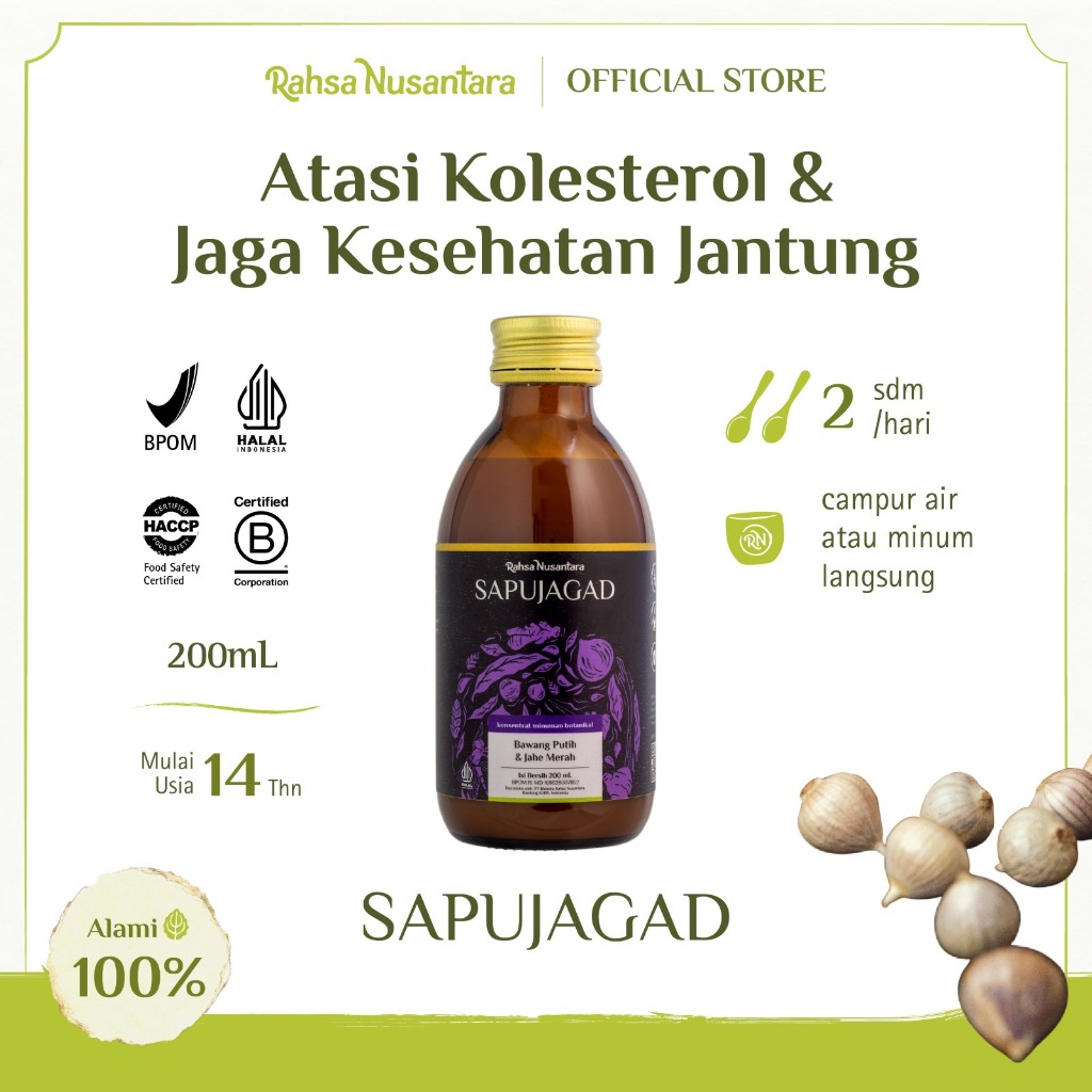 Sapujagad 200mL | BPOM - Jus Bawang Putih Tunggal Vitamin Herbal Mencegah Kolesterol & Asam Urat | by Rahsa Nusantara