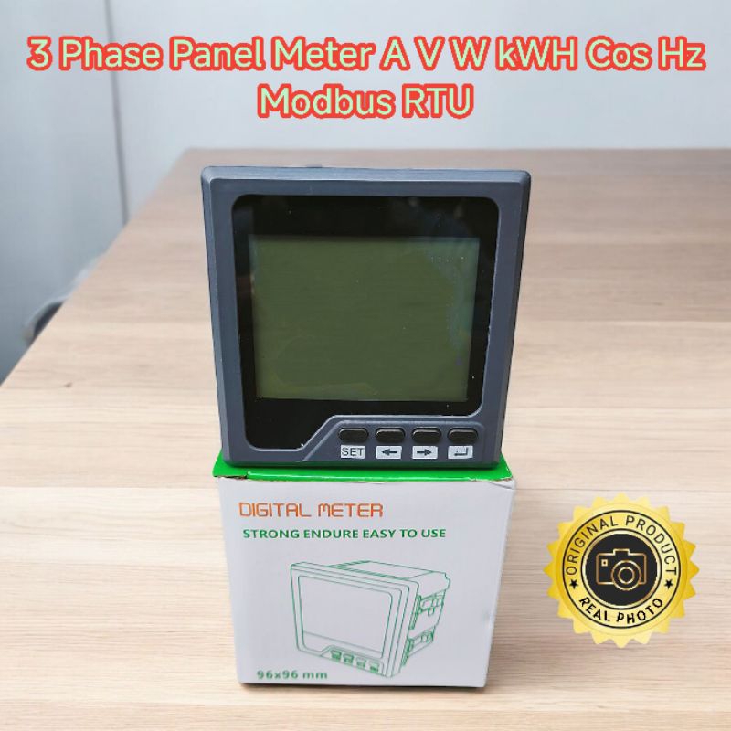Jual 3 Phase Panel meter A V W KWH COS HZ VAR Power meter rs485 modbus ...