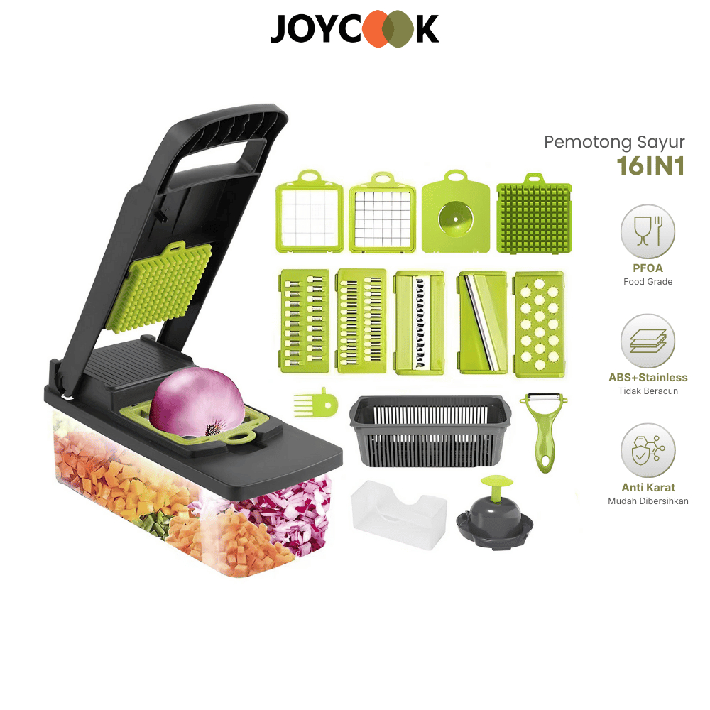 Jual JOYCOOK 16 in 1 Vegetable Cutter, Parutan, Pengiris, Dadu, Peniris ...