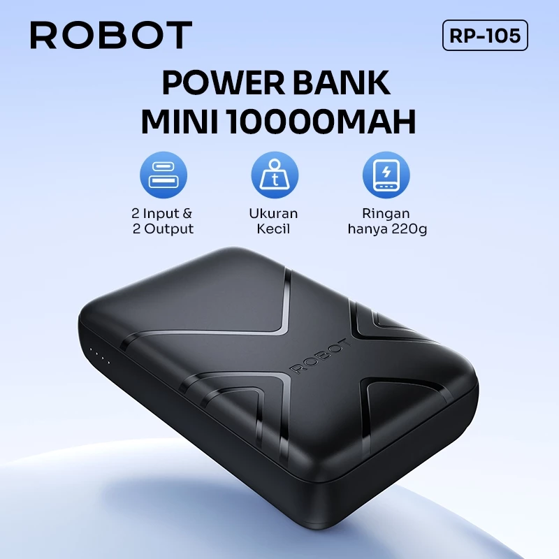 ROBOT Powerbank Mini Fast Charging 10000mAh with Dual Port Type C Micro Power bank