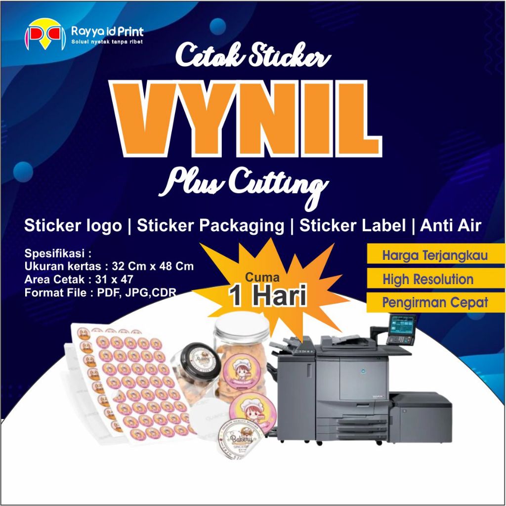 Jual CETAK STICKER VYNIL & TRANSPARANT A3+ CUTTING MURAH | PRINT A3 ...