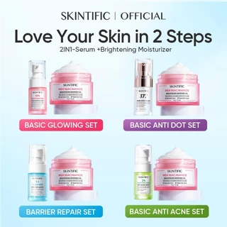 SKINTIFIC - 2pcs Paket Basic Skincare Set | MSH Niacinamide Glowing 377 Dark Spot Salicylic Acid Acne Treatment 5X Ceramide Barrier Calming Serum Brightening Moisturizer Deep Moisture Combo