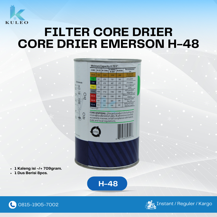 Jual Filter Core Dryer Emerson H-48 / filter drier h48 merk EMERSON ...