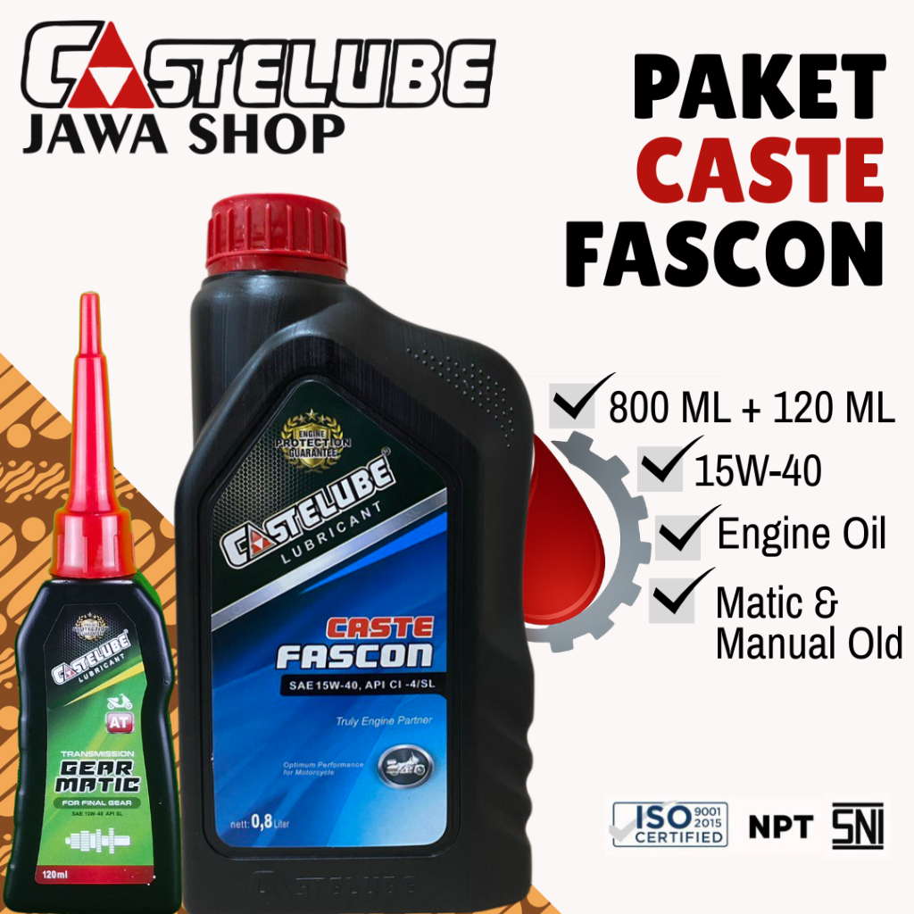 Jual Castelube - Fascon Paket 15W-40 (800ml & Gear Matic 120ml ...