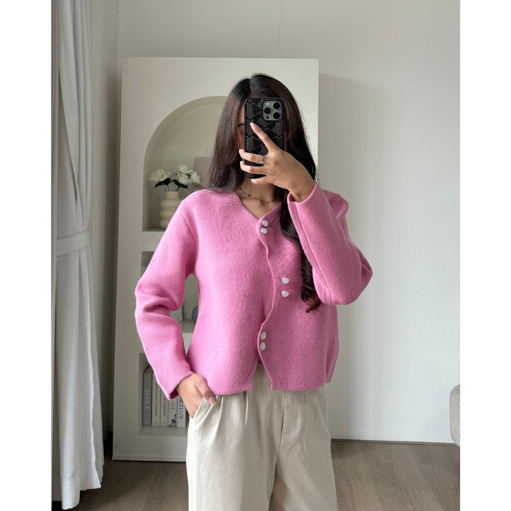 Jual PAYUBGT Cardigan Rajut Knit Outer Rajut Tweed Wanita Elena Cardy ...