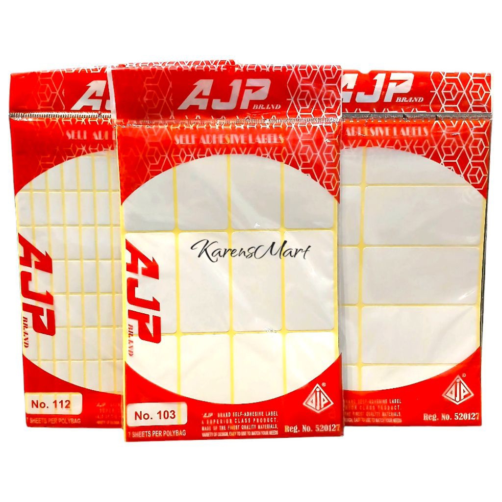Jual KarensMart Label Adhesive AJP No.112 & 121 & 103 & 111 || Stiker ...