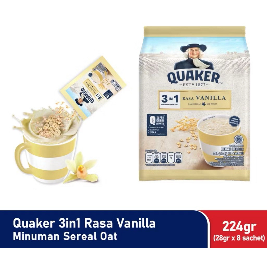 Jual Quaker 3 in 1 Minuman Sereal Oat 224 gr (8 sachet) | Shopee Indonesia