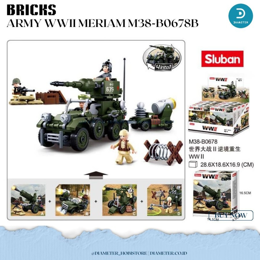 Jual BRICK - Mainan Balok Susun Bricks Army WWII Meriam M38-B0678 ...