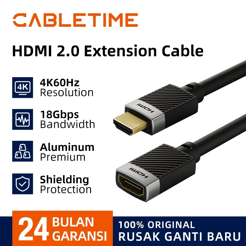 CABLETIME Kabel HDMI Extension 4K Perpanjangan HDMI Male To Female