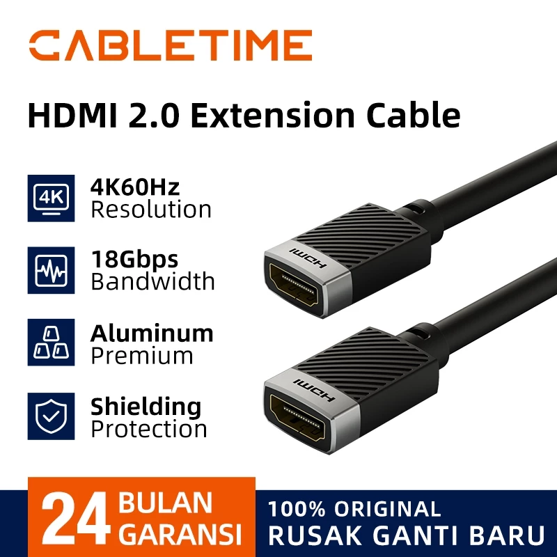 CABLETIME Kabel HDMI Female to Female Extension Perpanjangan 4K