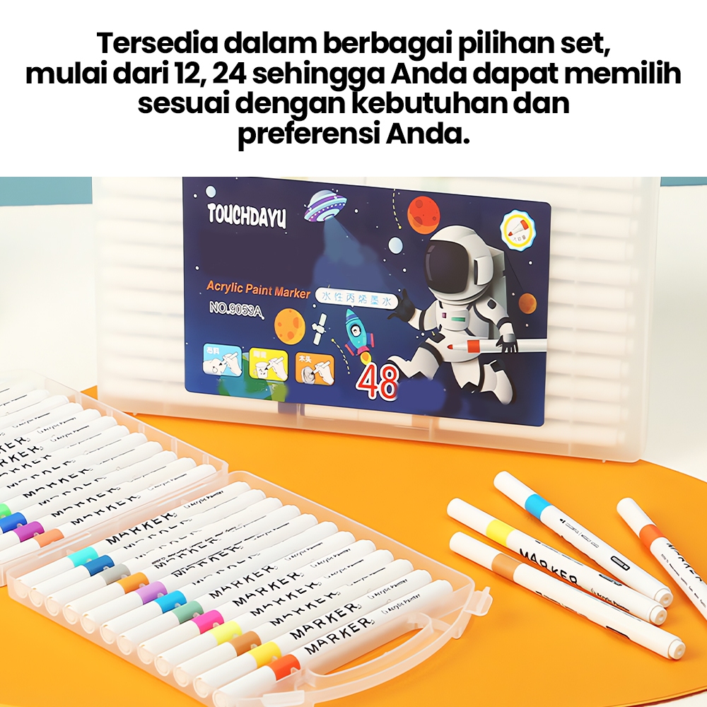 Jual Spidol Akrilik Set 24 Warna Acrylic Marker Brush Pen DIY Highlight ...