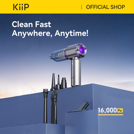 KiiP Vacuum Cleaner Portabel Tanpa Kabel 16000Pa 3in1