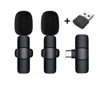 Microphone Nirkabel Mic Clip On Wireless Portabel Usb Type C Micro Lightning Ios Adapter