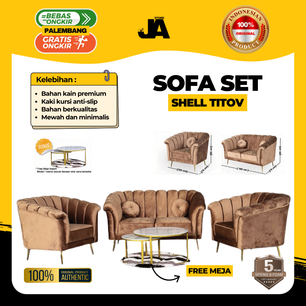Jual Sofa Set Shell Caramel + Meja + 3 Kursi Titov Ocean / Mewah ...