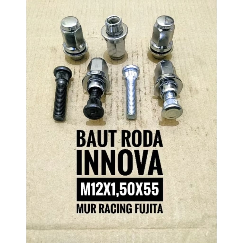Jual baut roda PORTUNER INNOVA m12x1,5x55 mur racing kunci 21 1pcs ...