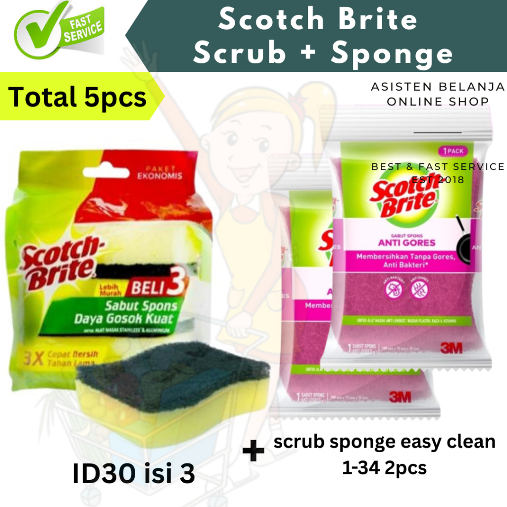 Jual SCOTCH BRITE ID 30P5 Sabut Spon Spons Sponge Cuci Piring Alat ...