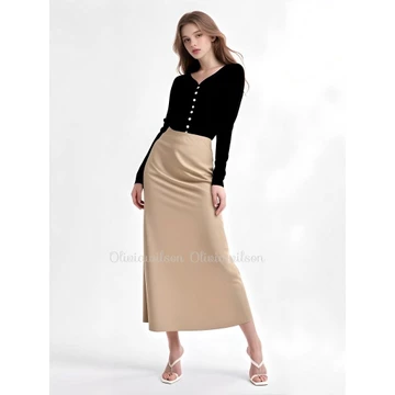 Rok Satin 90CM Satin Long Skirt Rok Satin Panjang S Sampai 3XL