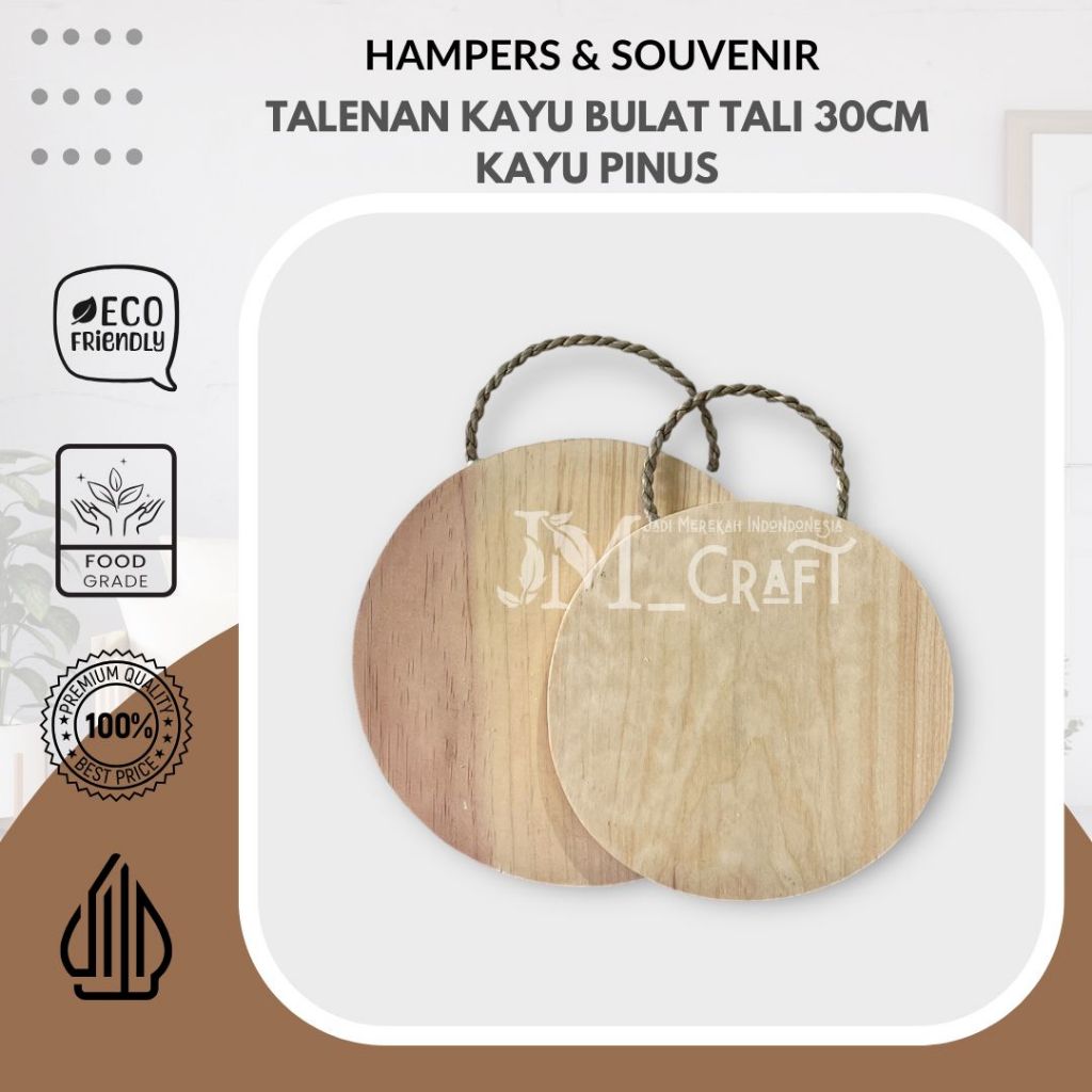 Jual [JMCraft] Talenan Kayu Pinus Tali Rami (Mendong) Bulat 30cm