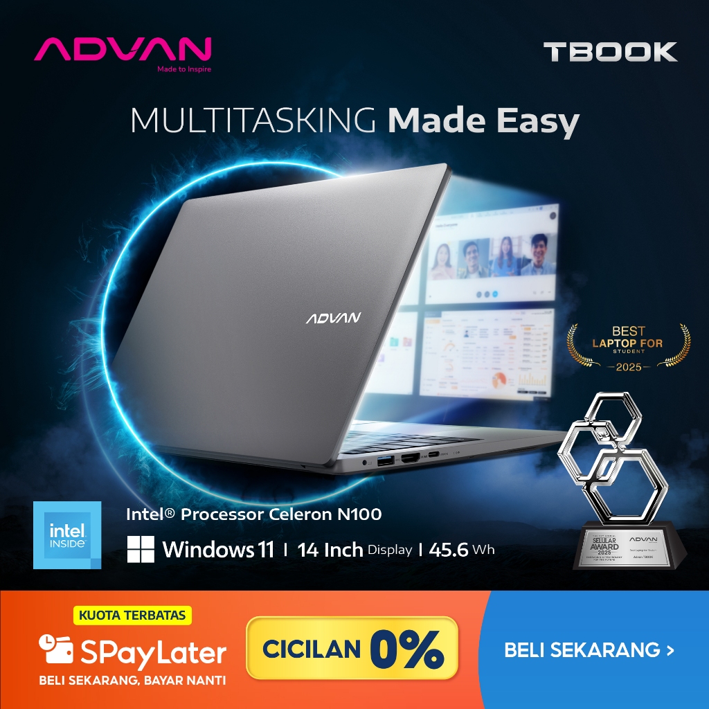 Jual [SPL CICILAN 0%] ADVAN Laptop TBook Celeron N100 Intel N100 4Gb