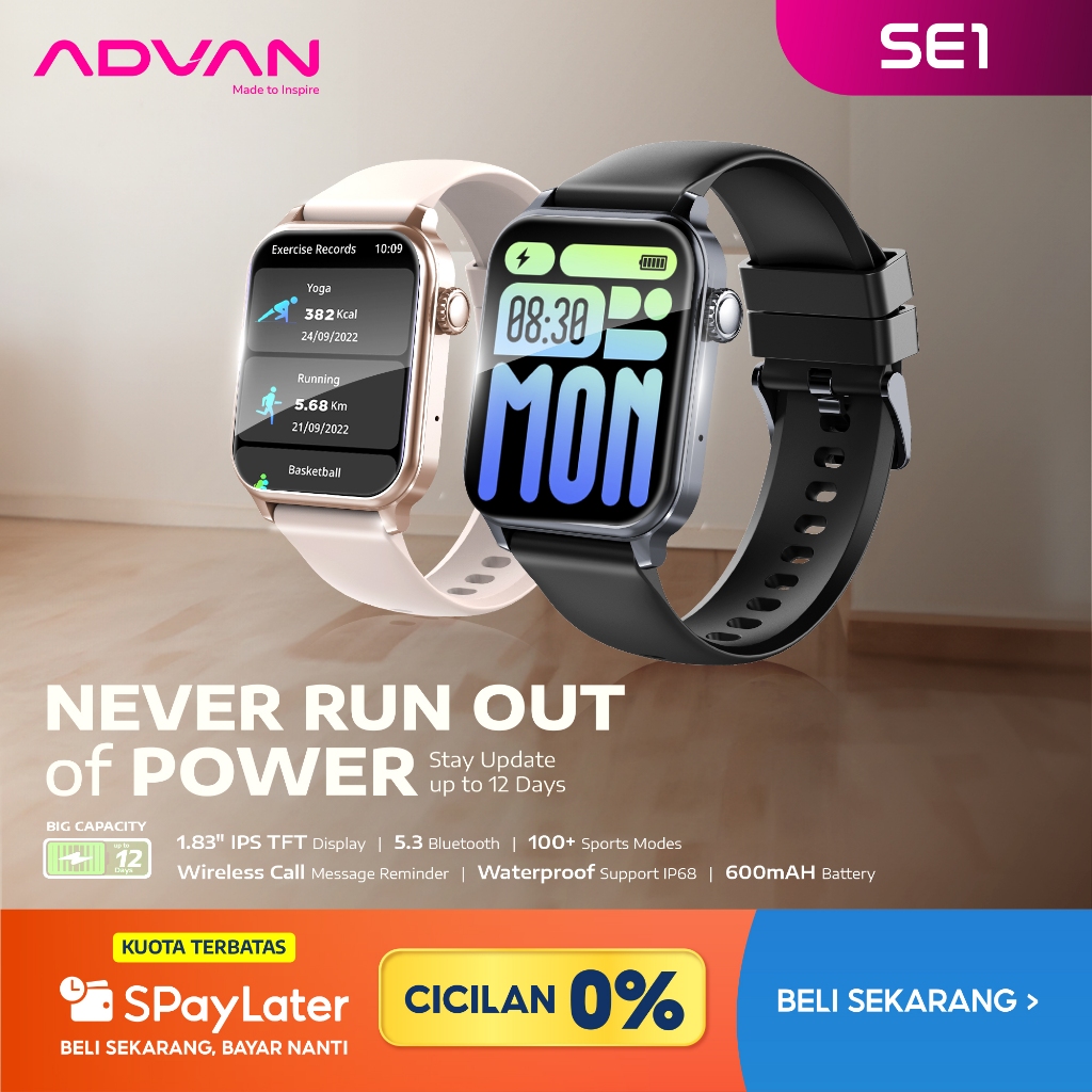 Jual [SPL CICILAN 0%] ADVAN Smartwatch SE1 | IPS 1.83" | Bluetooth