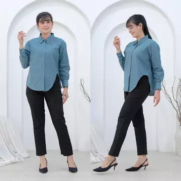 Talita Blouse Kemeja Wanita Linen Premium Kemeja Basic Wanita Casual Korean Style