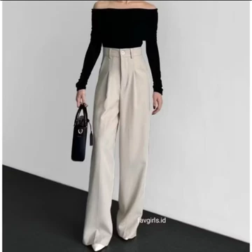 Viona Highwaist Pants Celana Kulot Highwaist Loose Pants Wanita Panjang Trouser Anti Kusut
