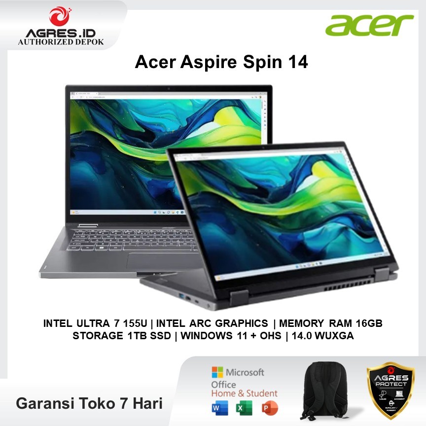 Jual Laptop Acer Aspire Spin 2in1 ASP14 Touch Ultra 155U 16GB